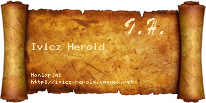 Ivicz Herold névjegykártya